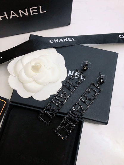 Letter rhinestone earrings