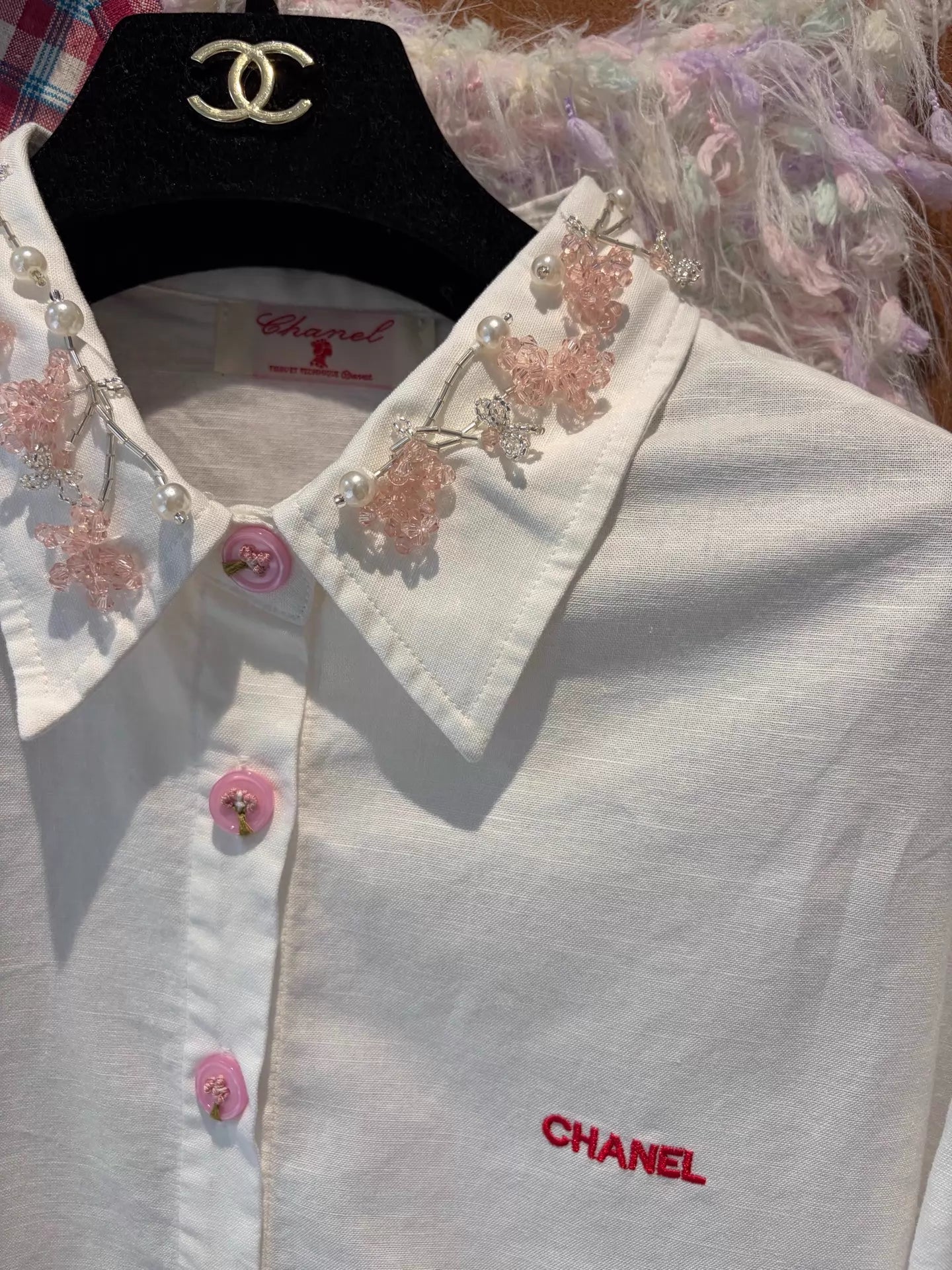 26ss Beaded cotton-linen shirt