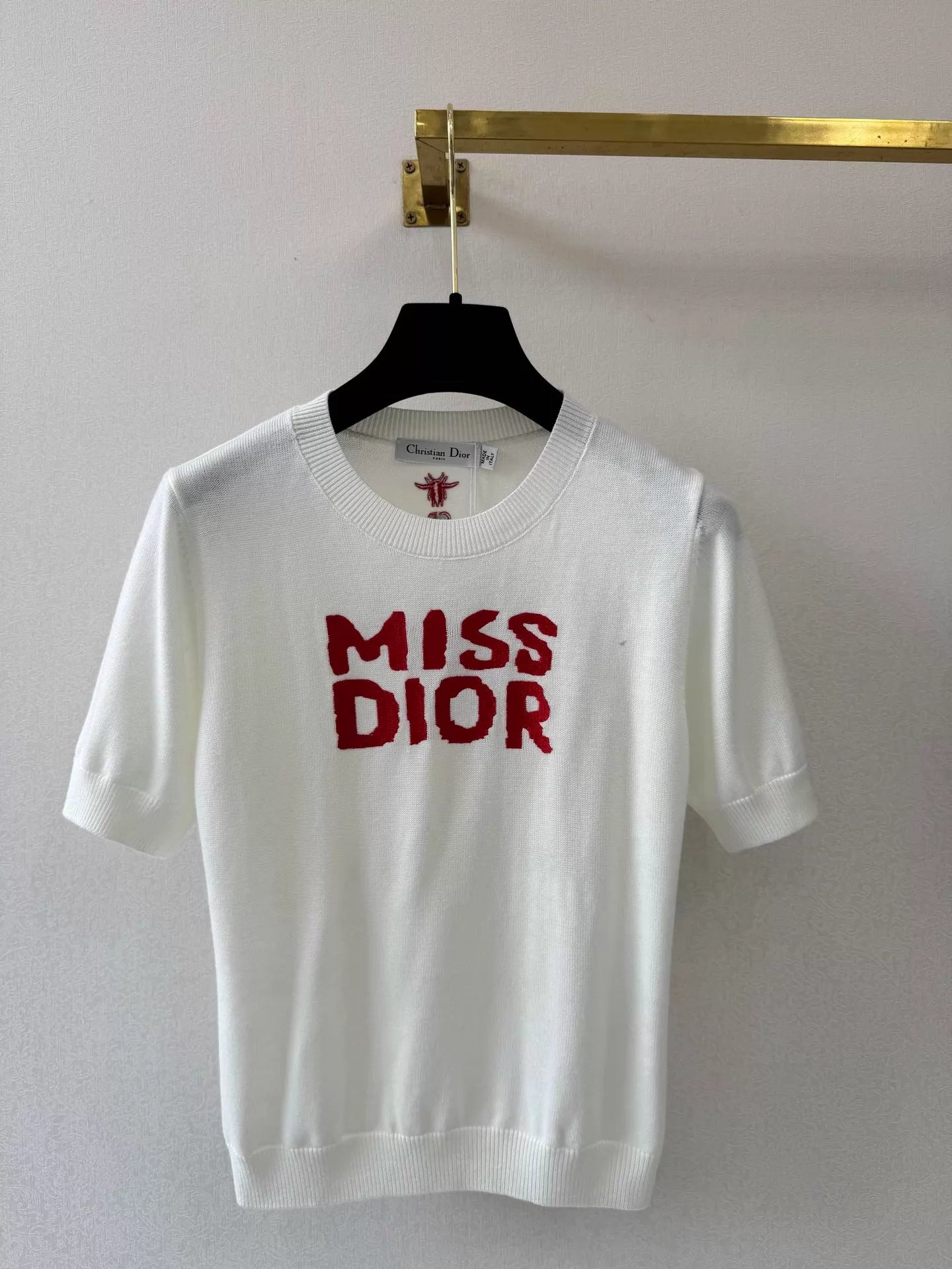 26ss Letter Embroidery Knit T-Shirt