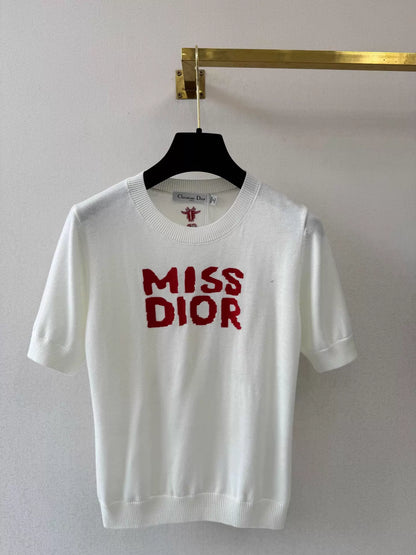 26ss Letter Embroidery Knit T-Shirt