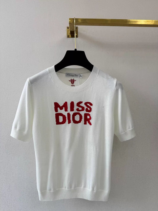 26ss Letter Embroidery Knit T-Shirt