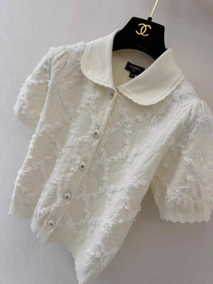 26ss Peter Pan collar knitted short sleeve