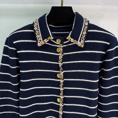 Navy-style striped coat