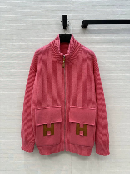 25fw new cashmere knitted zipper jacket