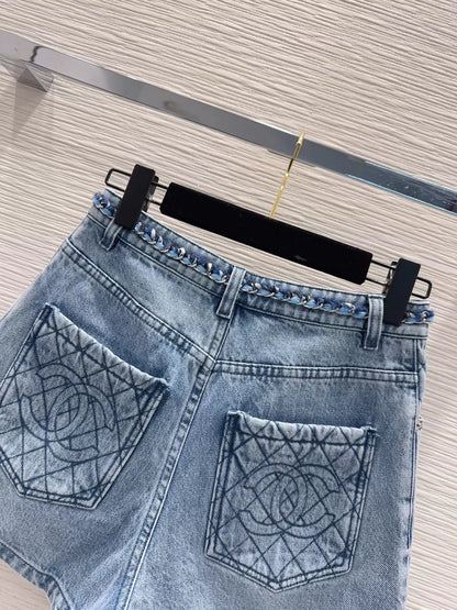woven denim shorts