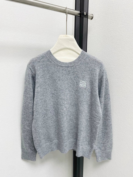 25fw Embroidered round neck sweater
