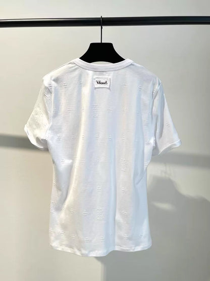 Openwork Floral Embroidery T-Shirt