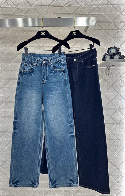High-Waisted Distressed Straight-Leg Jeans
