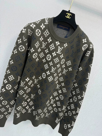 Full printed vintage knitted pullover sweater