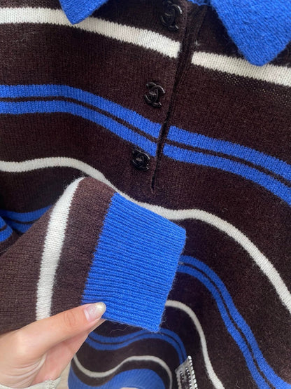 25fw Striped collar design sweater(vintage series)
