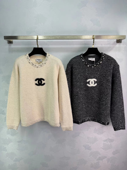 Rhinestone-embellished sweater