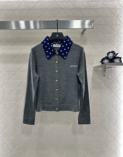 25fw Polka dot knitted cardigan
