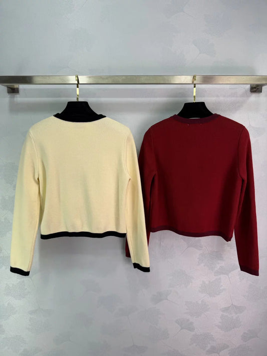 Color-blocked V-neck Cardigan