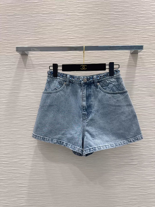 woven denim shorts