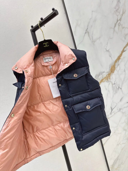 Stand-up collar down vest