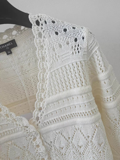 Hollow-out knit cardigan