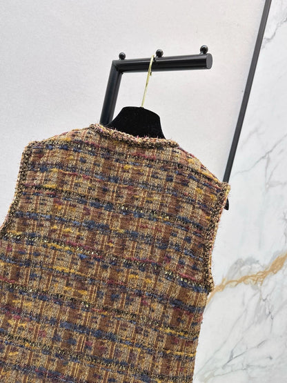 Color-blocked woven trim Vest