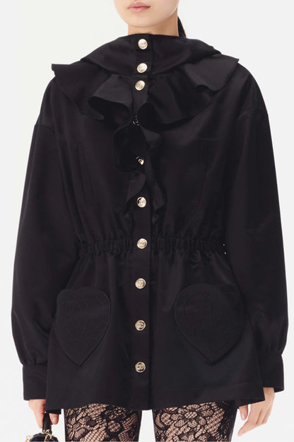 26ss Ruffled Hooded Nylon Jacket