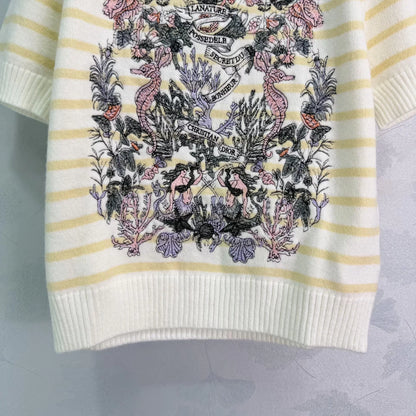 Striped Floral Short-Sleeve T-Shirt