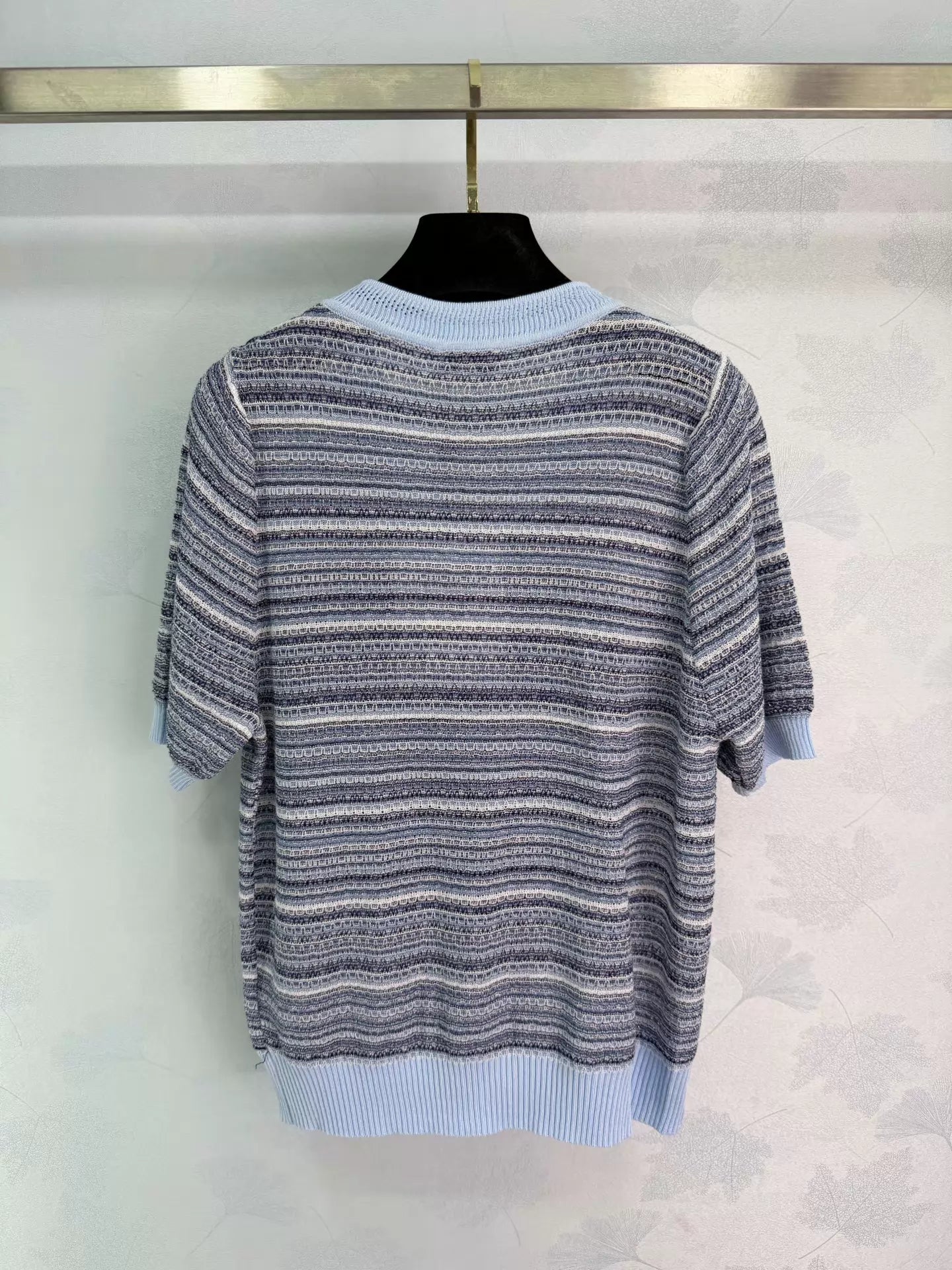 26ss Striped V-neck T-shirt