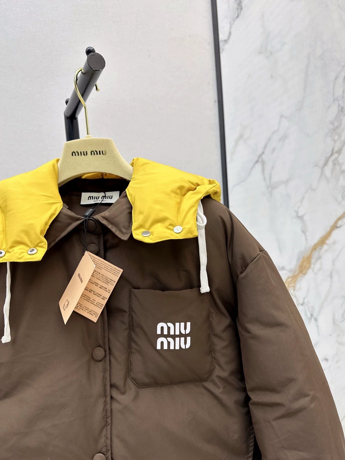 25fw Color blocking hooded bread jacket