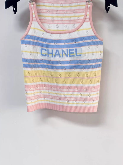26ss Colorful Striped Knitted Vest