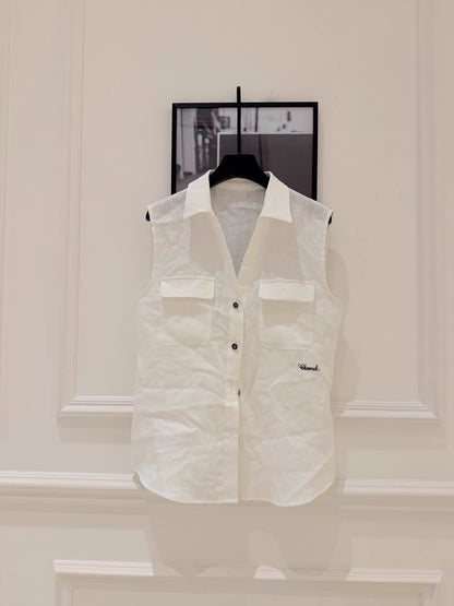 26ss Linen Sleeveless Shirt Vest