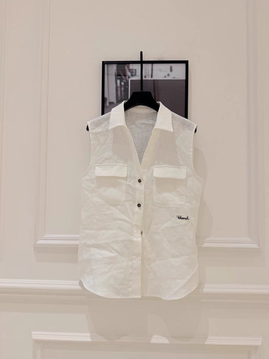 26ss Linen Sleeveless Shirt Vest