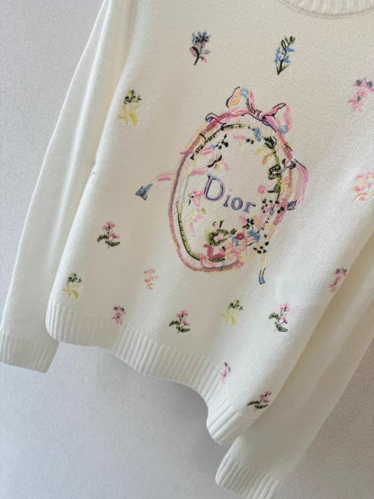 26ss Floral Embroidered Knit Sweater
