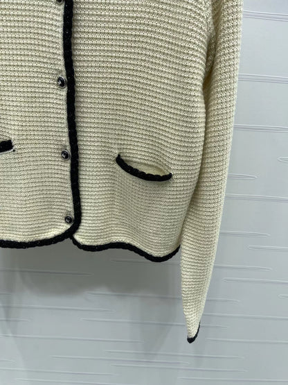 Lapel Sequined Knit Cardigan