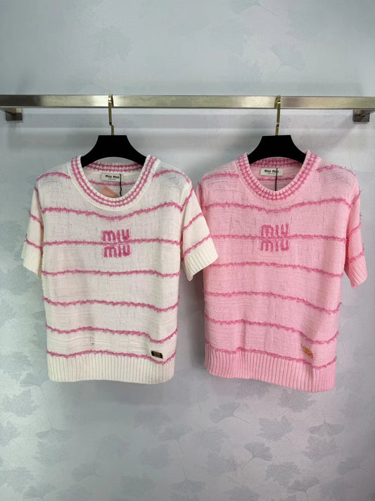 Striped Knit Short-Sleeve T-Shirt