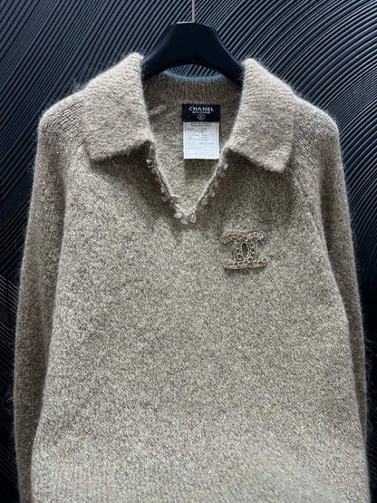 25fw Nail bead lapel sweater（Medieval Series）