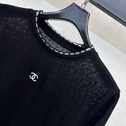 Chanel/26 New Embroidered Lace Collar Long Sleeve