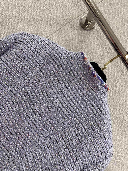 Sequined woven tweed wool coat