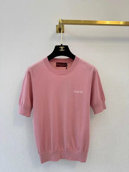26ss Letter Embroidery Knit T-Shirt