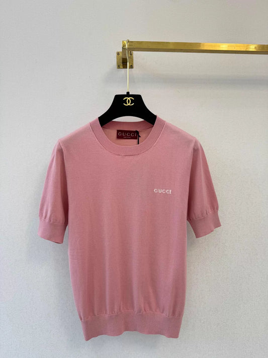 26ss Letter Embroidery Knit T-Shirt