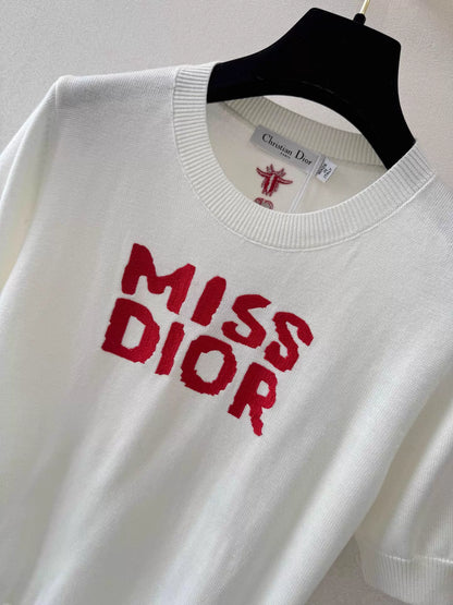 26ss Letter Embroidery Knit T-Shirt