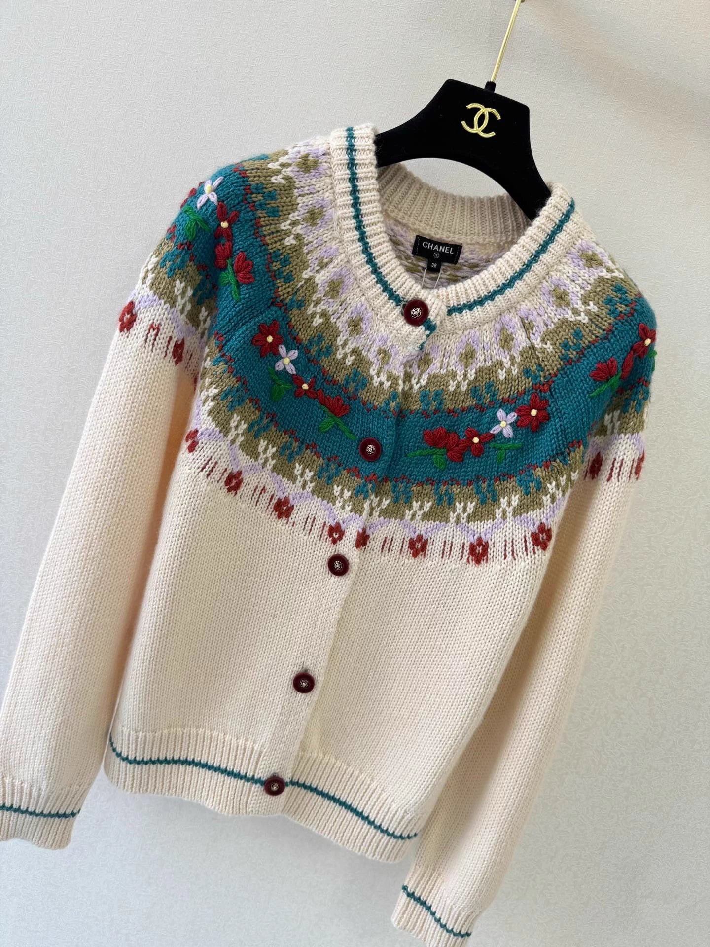 Fair Isle Jacquard Knit Cardigan