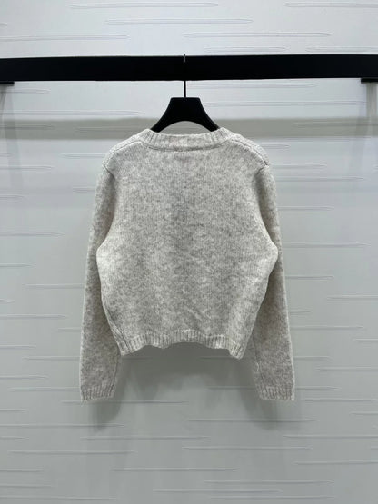 Double pocket round neck knitted cardigan