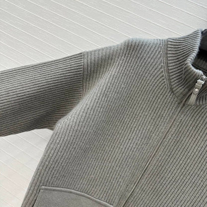25fw new cashmere knitted zipper jacket