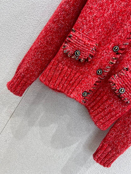 Stand up collar long sleeved sweater jacket