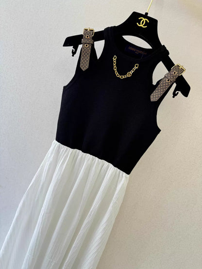 Color-blocked sleeveless dress