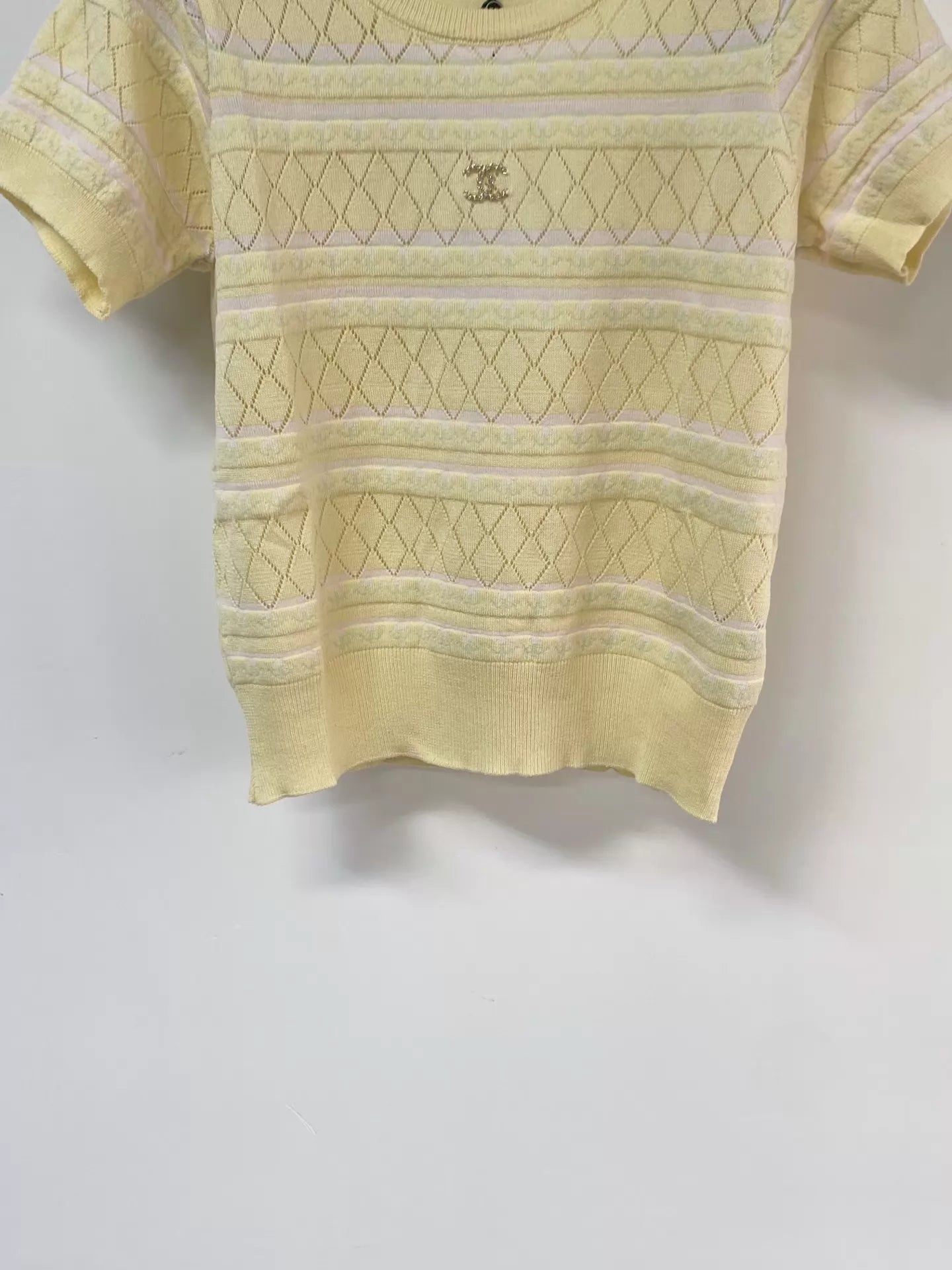 26ss Hollow-out logo short-sleeved shirt
