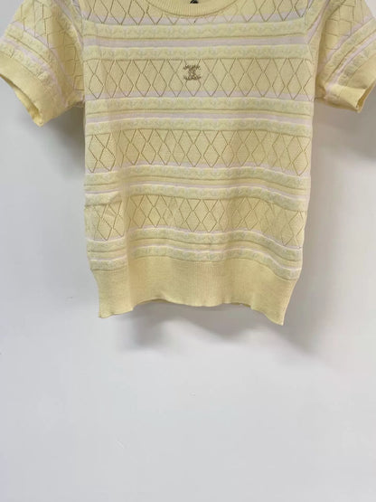 26ss Hollow-out logo short-sleeved shirt