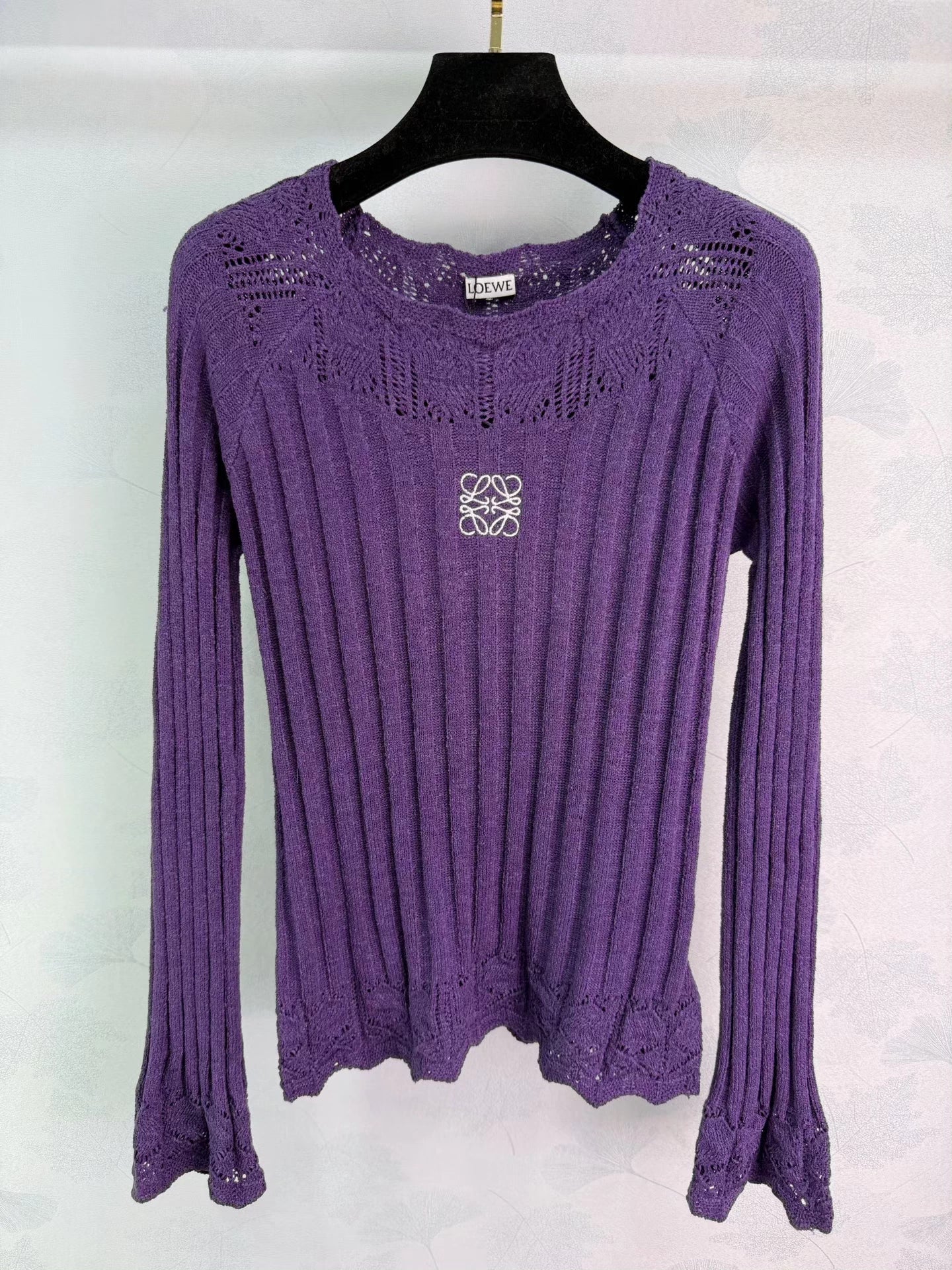 Openwork Knit Long-Sleeve Top
