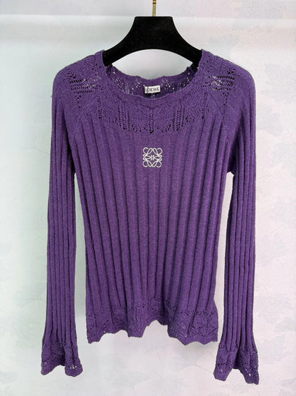 Openwork Knit Long-Sleeve Top