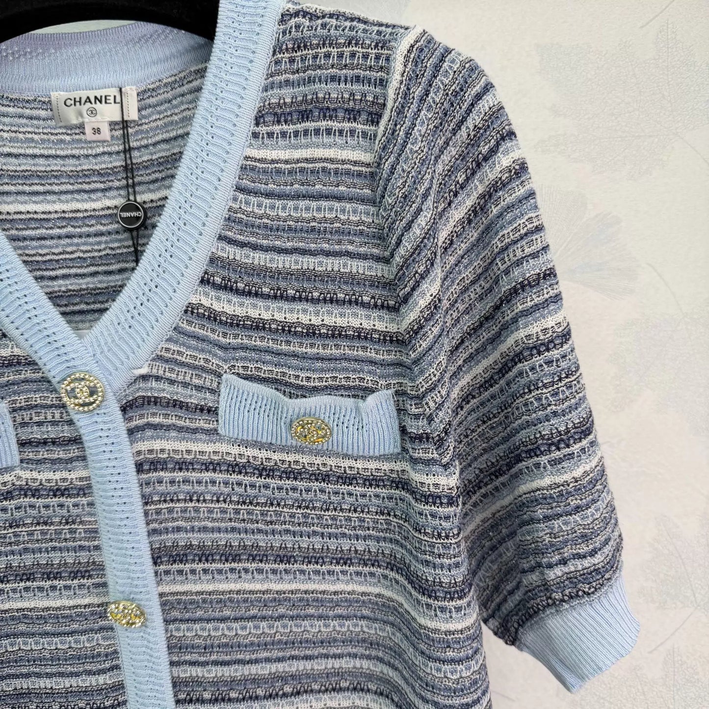 26ss Striped V-neck T-shirt