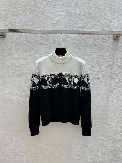 Color blocked knitted pullover sweater