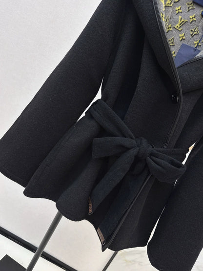Double sided wearable classic short hooded coat