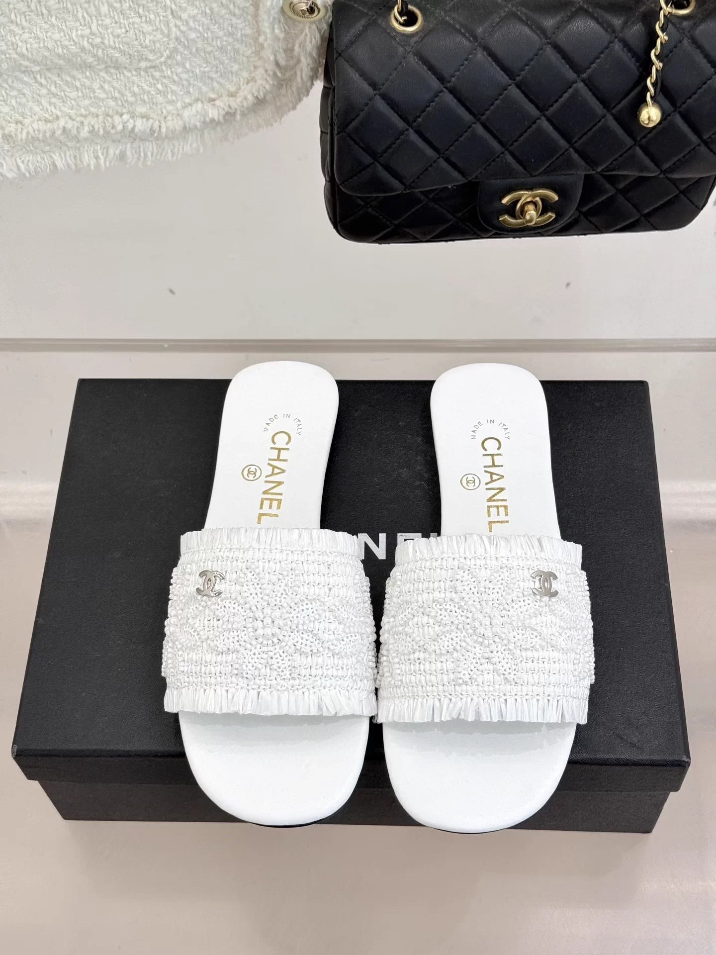 Woven Double C Flat Slippers